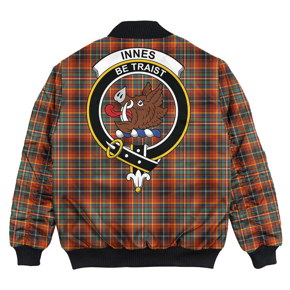Clan Innes Ancient Tartan Crest Bomber Jacket SR66 Innes Ancient Tartan Tartan Bomber Jacket