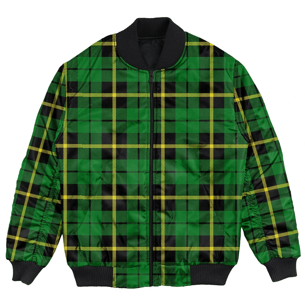Clan Wallace Hunting - Green Tartan Bomber Jacket PP58 Wallace Hunting - Green Tartan Tartan Bomber Jacket