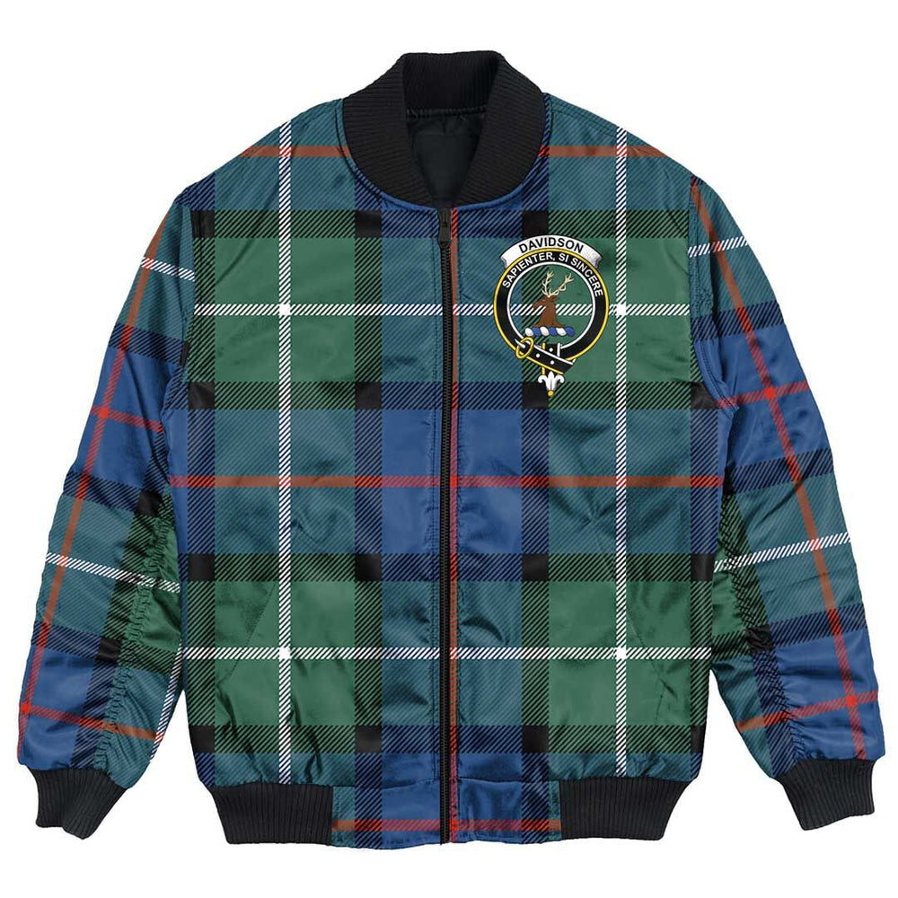 Clan Davidson of Tulloch Tartan Crest Bomber Jacket XV78 Davidson of Tulloch Tartan Tartan Bomber Jacket