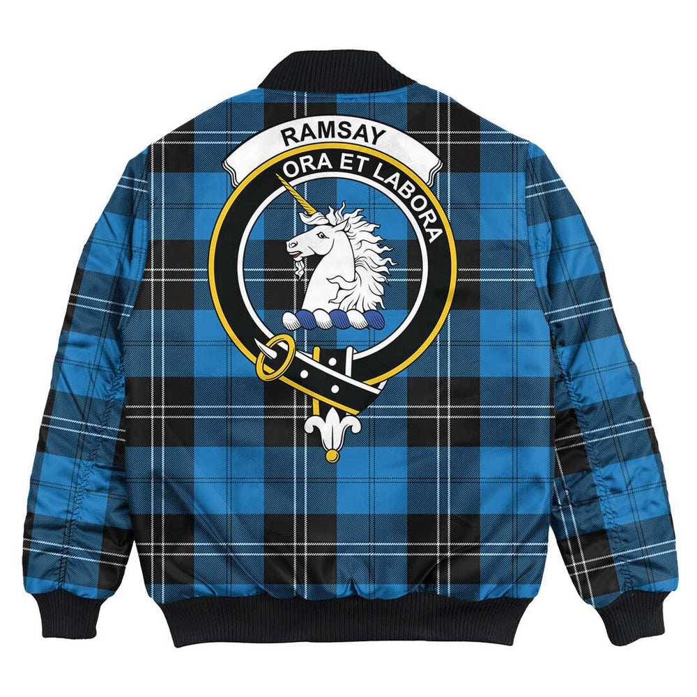 Clan Ramsay Blue Ancient Tartan Crest Bomber Jacket YP44 Ramsay Blue Ancient Tartan Tartan Bomber Jacket