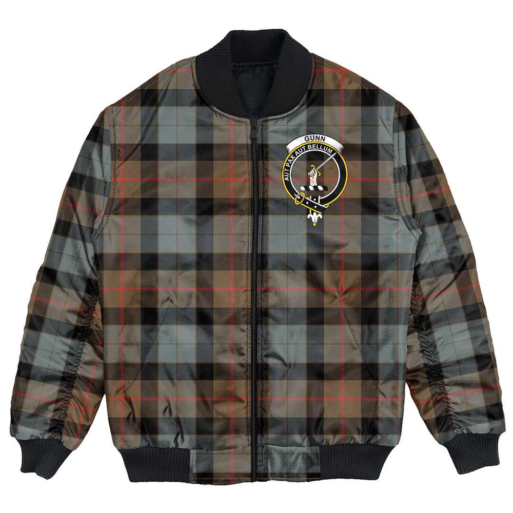 Clan Gunn Weathered Tartan Crest Bomber Jacket SS95 Gunn Weathered Tartan Tartan Bomber Jacket