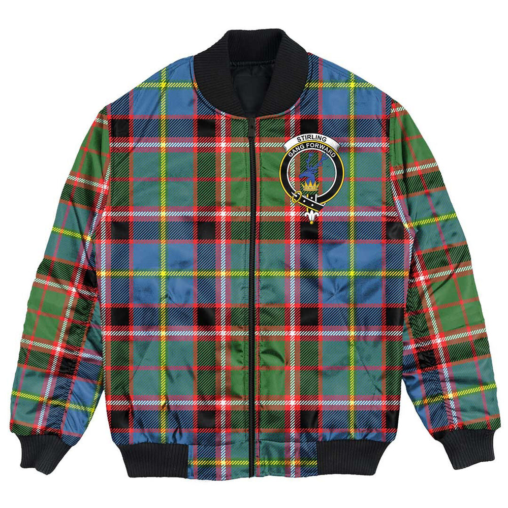 Clan Stirling & Bannockburn District Tartan Crest Bomber Jacket AL19 Stirling & Bannockburn District Tartan Tartan Bomber Jacket