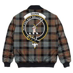 Clan Gunn Weathered Tartan Crest Bomber Jacket SS95 Gunn Weathered Tartan Tartan Bomber Jacket