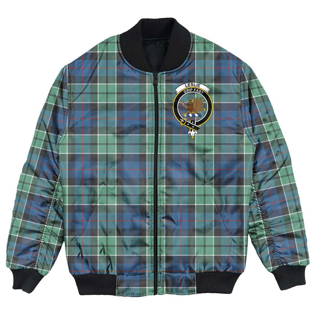 Clan Leslie Hunting Tartan Crest Bomber Jacket CM81 Leslie Hunting Tartan Tartan Bomber Jacket