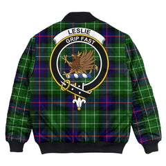Clan Leslie Hunting Tartan Crest Bomber Jacket CM81 Leslie Hunting Tartan Tartan Bomber Jacket