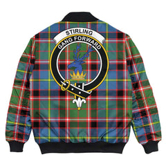 Clan Stirling & Bannockburn District Tartan Crest Bomber Jacket AL19 Stirling & Bannockburn District Tartan Tartan Bomber Jacket