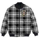 Clan Menzies Black & White Modern Tartan Crest Bomber Jacket IJ92 Menzies Black & White Modern Tartan Tartan Bomber Jacket