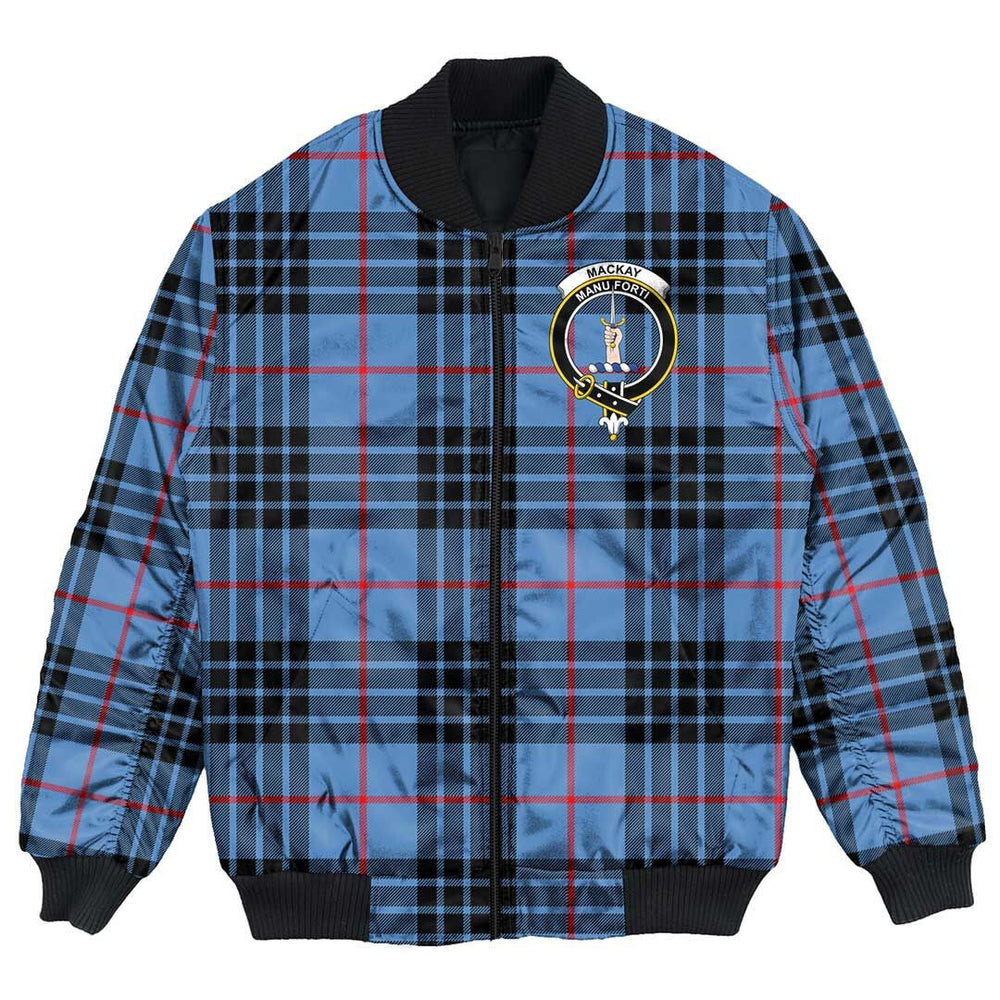 Clan MacKay Blue Tartan Crest Bomber Jacket OI85 MacKay Blue Tartan Tartan Bomber Jacket