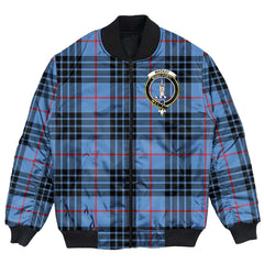 Clan MacKay Blue Tartan Crest Bomber Jacket OI85 MacKay Blue Tartan Tartan Bomber Jacket