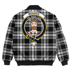 Clan Menzies Black & White Modern Tartan Crest Bomber Jacket IJ92 Menzies Black & White Modern Tartan Tartan Bomber Jacket