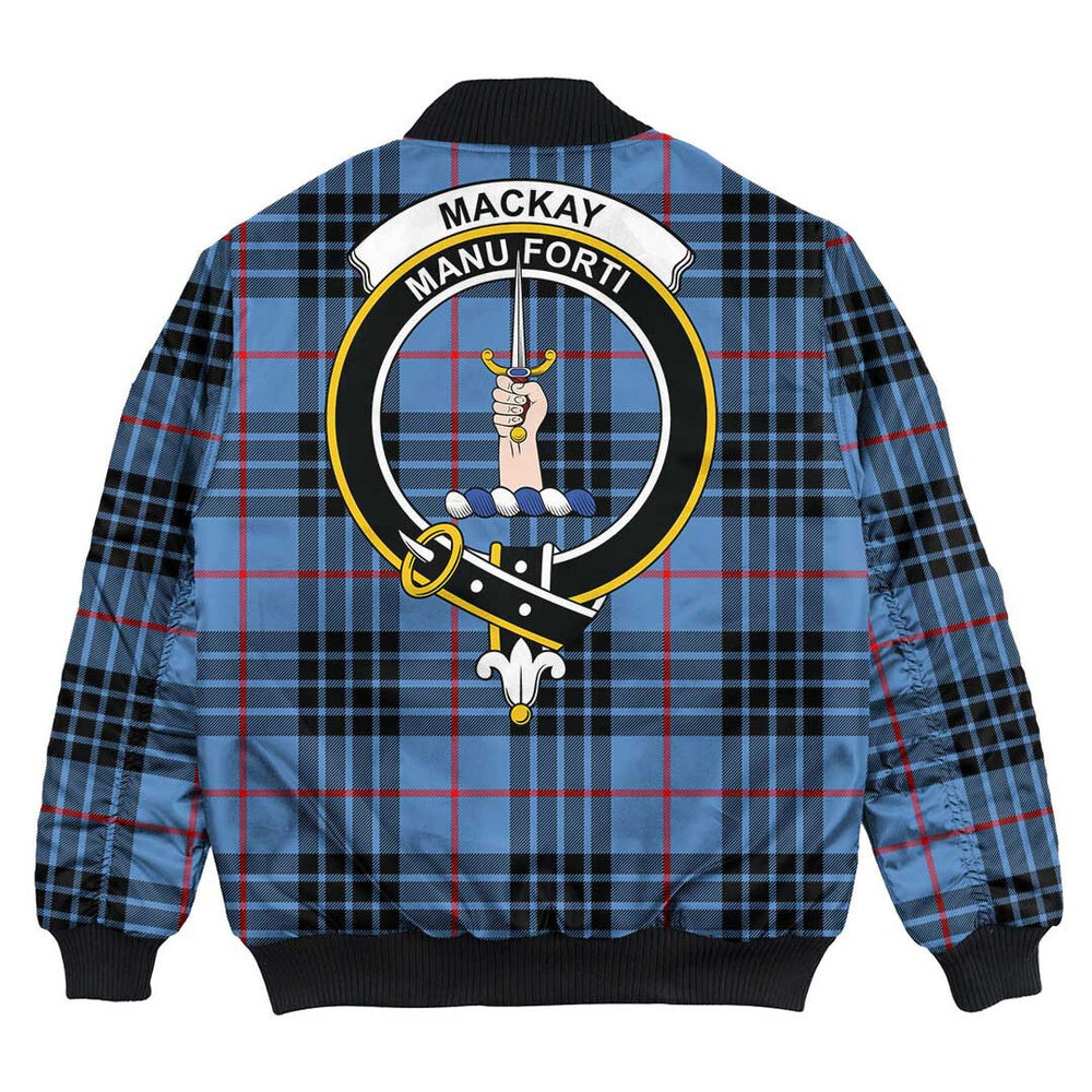 Clan MacKay Blue Tartan Crest Bomber Jacket OI85 MacKay Blue Tartan Tartan Bomber Jacket