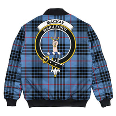 Clan MacKay Blue Tartan Crest Bomber Jacket OI85 MacKay Blue Tartan Tartan Bomber Jacket