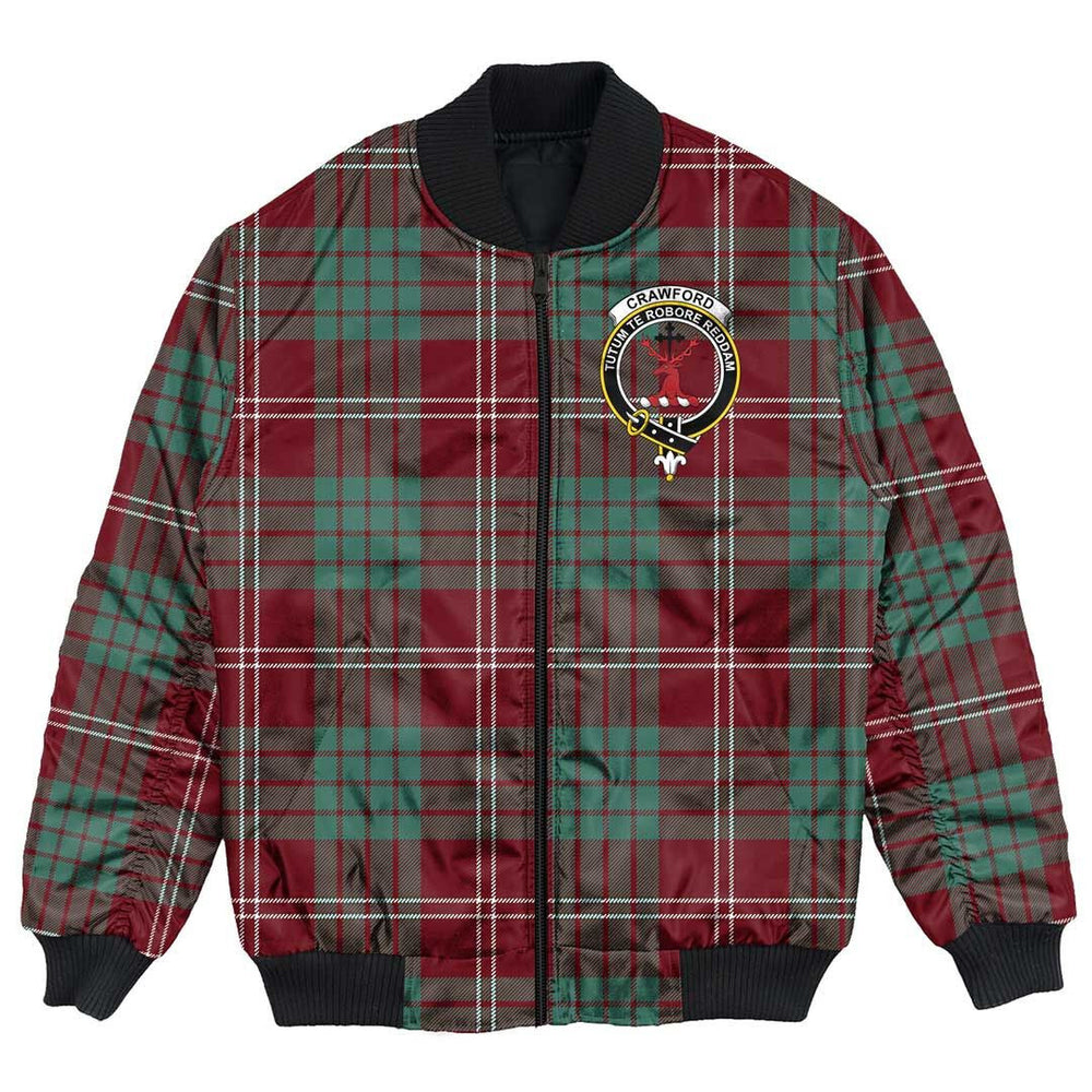 Clan Crawford Modern Tartan Crest Bomber Jacket VV37 Crawford Modern Tartan Tartan Bomber Jacket