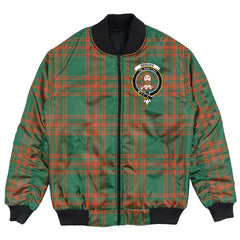 Clan Menzies Green Ancient Tartan Crest Bomber Jacket SA56 Menzies Green Ancient Tartan Tartan Bomber Jacket