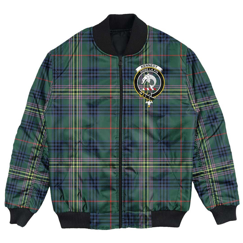 Clan Kennedy Modern Tartan Crest Bomber Jacket UK47 Kennedy Modern Tartan Tartan Bomber Jacket