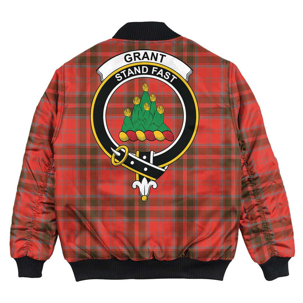 Clan Grant Weathered Tartan Crest Bomber Jacket OD85 Grant Weathered Tartan Tartan Bomber Jacket