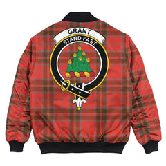 Clan Grant Weathered Tartan Crest Bomber Jacket OD85 Grant Weathered Tartan Tartan Bomber Jacket