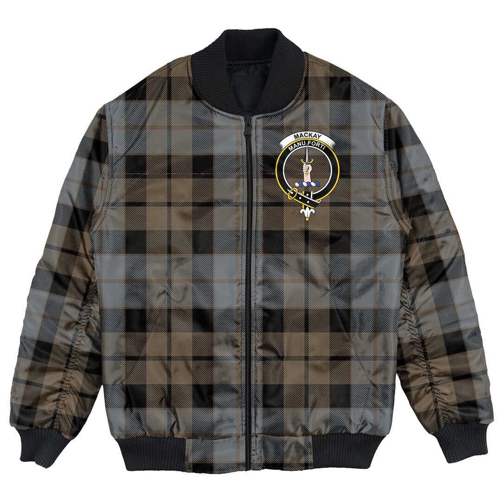 Clan MacKay Weathered Tartan Crest Bomber Jacket HK76 MacKay Weathered Tartan Tartan Bomber Jacket
