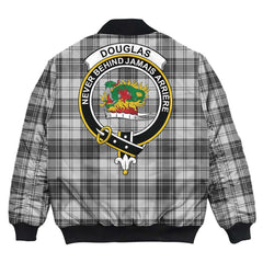 Clan Douglas Grey Modern Tartan Crest Bomber Jacket DC94 Douglas Grey Modern Tartan Tartan Bomber Jacket