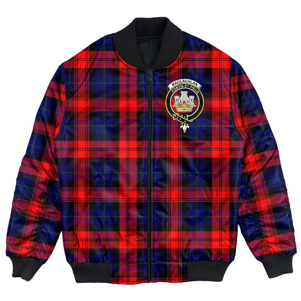 Clan MacLachlan Modern Tartan Crest Bomber Jacket NU88 MacLachlan Modern Tartan Tartan Bomber Jacket