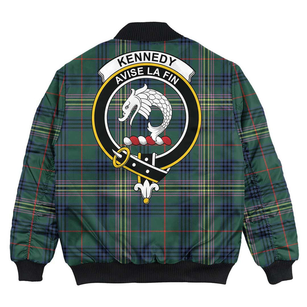 Clan Kennedy Modern Tartan Crest Bomber Jacket UK47 Kennedy Modern Tartan Tartan Bomber Jacket