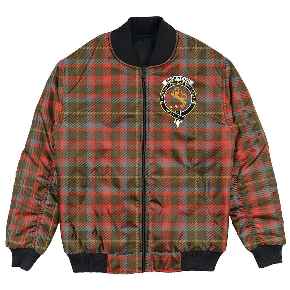 Clan MacKintosh Hunting Weathered Tartan Crest Bomber Jacket WX71 MacKintosh Hunting Weathered Tartan Tartan Bomber Jacket