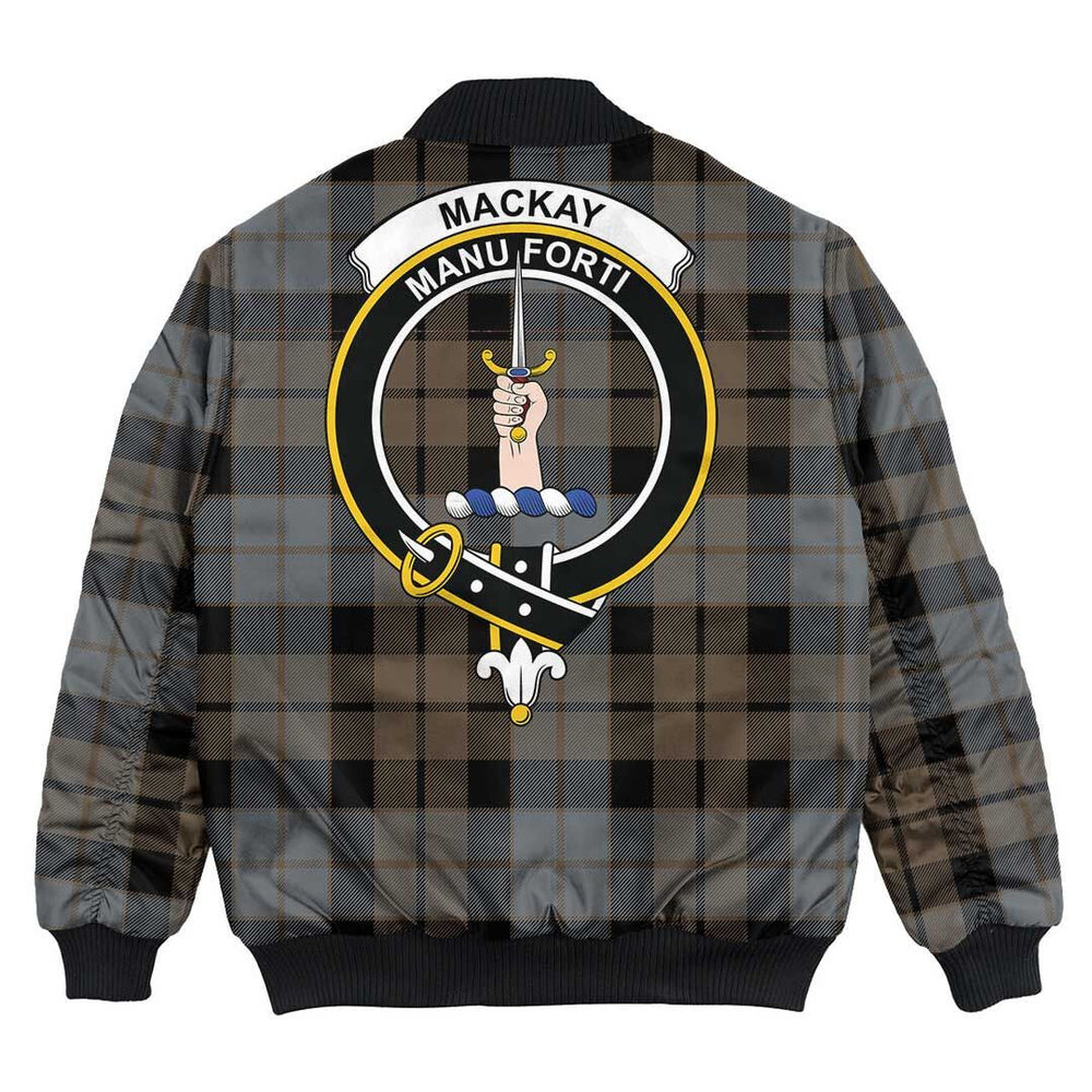 Clan MacKay Weathered Tartan Crest Bomber Jacket HK76 MacKay Weathered Tartan Tartan Bomber Jacket