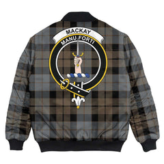 Clan MacKay Weathered Tartan Crest Bomber Jacket HK76 MacKay Weathered Tartan Tartan Bomber Jacket