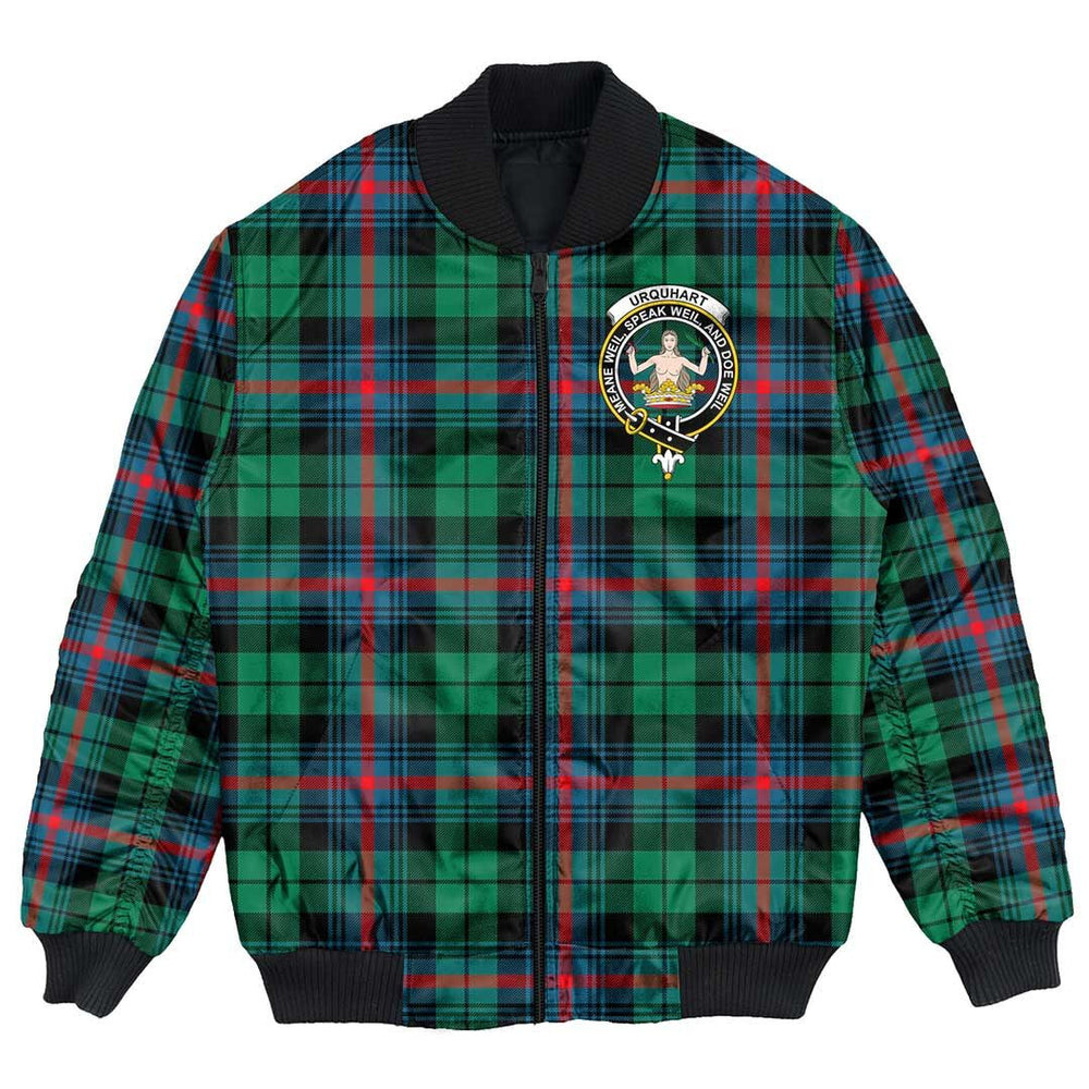 Clan Urquhart Broad Red Ancient Tartan Crest Bomber Jacket JS92 Urquhart Broad Red Ancient Tartan Tartan Bomber Jacket