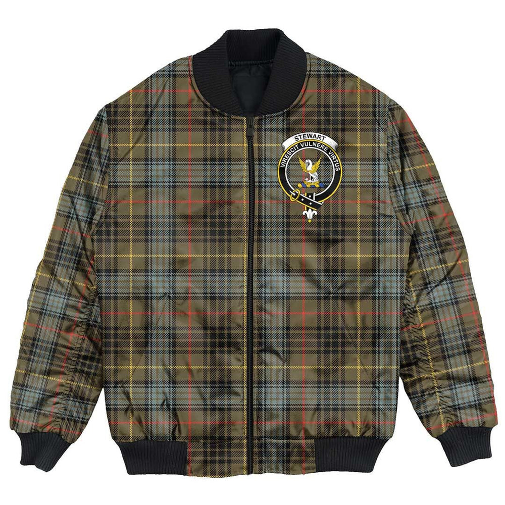 Clan Stewart Hunting Weathered Tartan Crest Bomber Jacket LR89 Stewart Hunting Weathered Tartan Tartan Bomber Jacket
