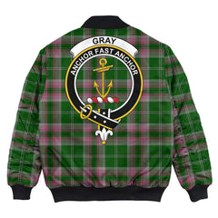 Clan Gray Hunting Tartan Crest Bomber Jacket PT57 Gray Hunting Tartan Tartan Bomber Jacket