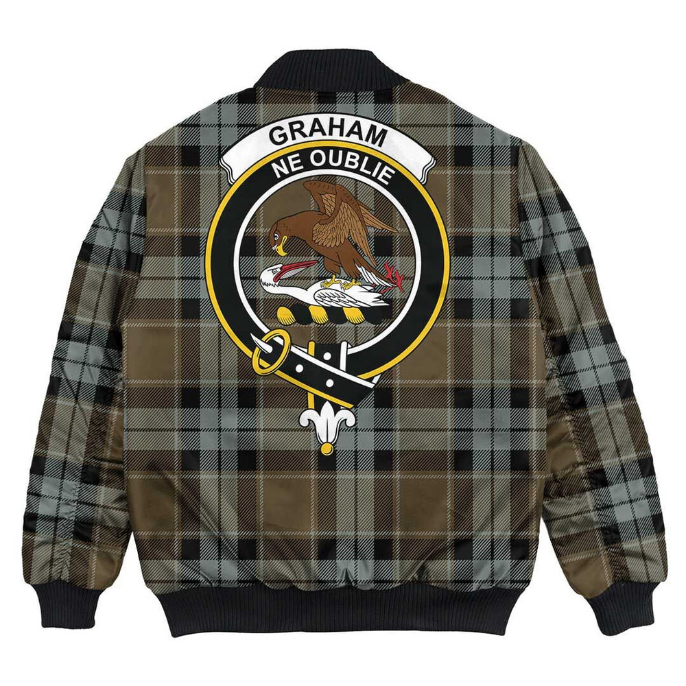 Clan Graham of Menteith Weathered Tartan Crest Bomber Jacket DD74 Graham of Menteith Weathered Tartan Tartan Bomber Jacket