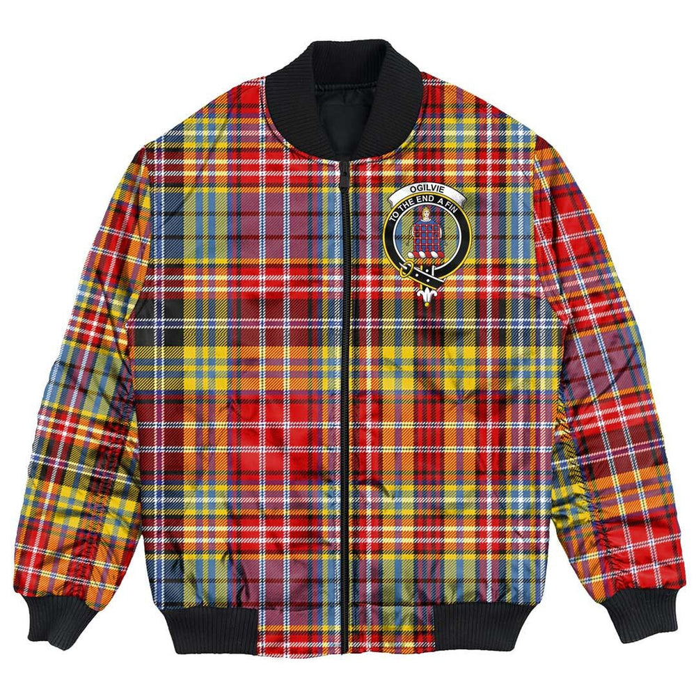 Clan Ogilvie Tartan Crest Bomber Jacket WP70 Ogilvie Tartan Tartan Bomber Jacket