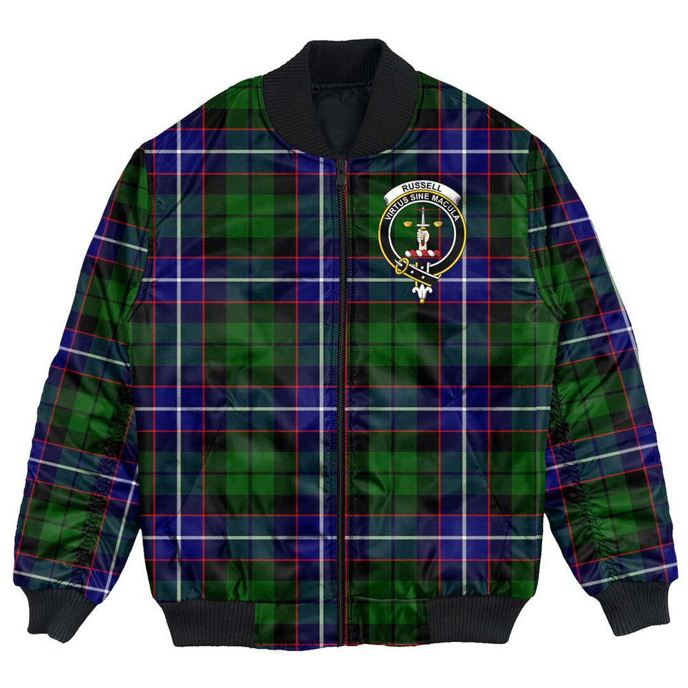 Clan Russell Modern Tartan Crest Bomber Jacket CG82 Russell Modern Tartan Tartan Bomber Jacket