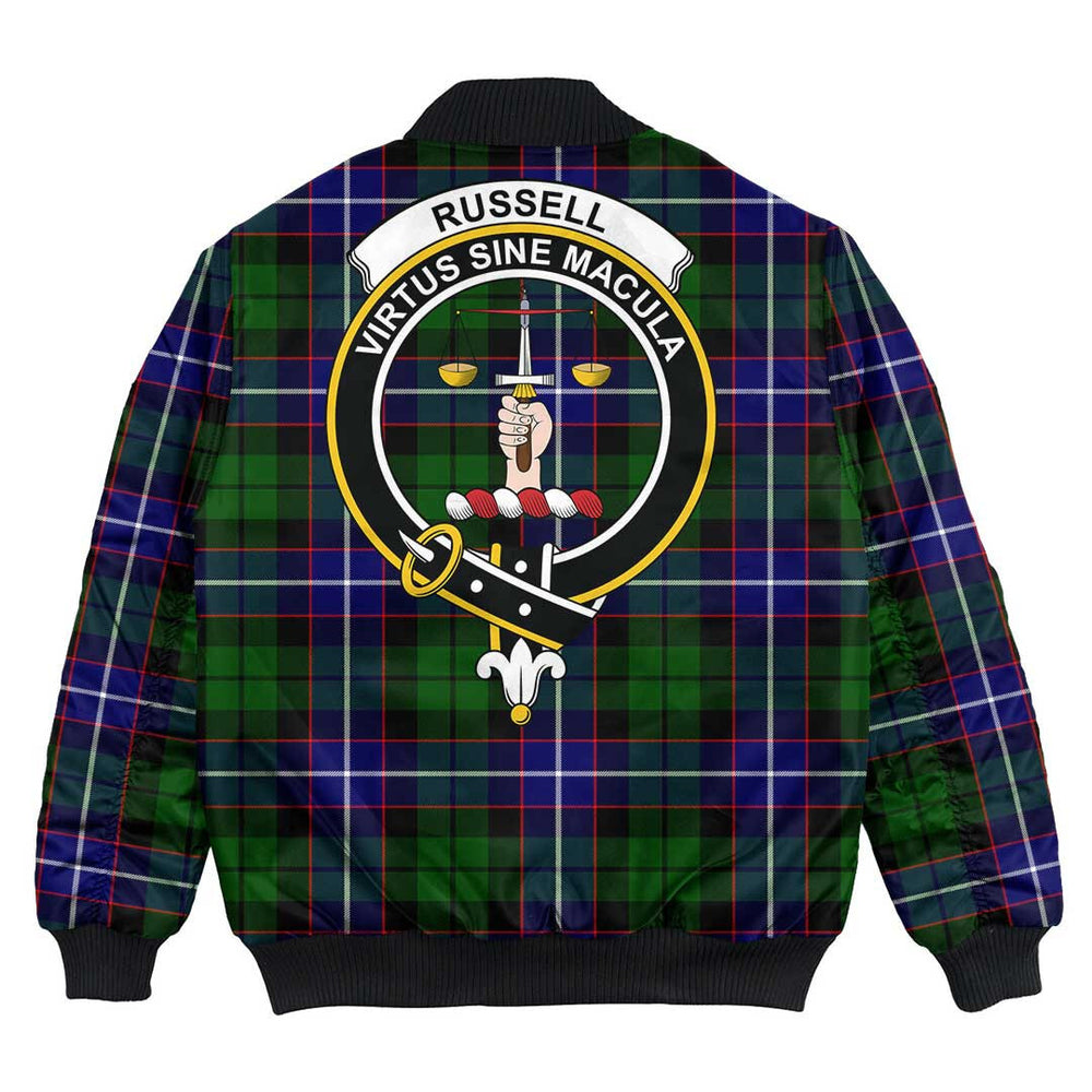 Clan Russell Modern Tartan Crest Bomber Jacket CG82 Russell Modern Tartan Tartan Bomber Jacket