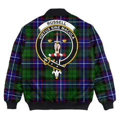 Clan Russell Modern Tartan Crest Bomber Jacket CG82 Russell Modern Tartan Tartan Bomber Jacket