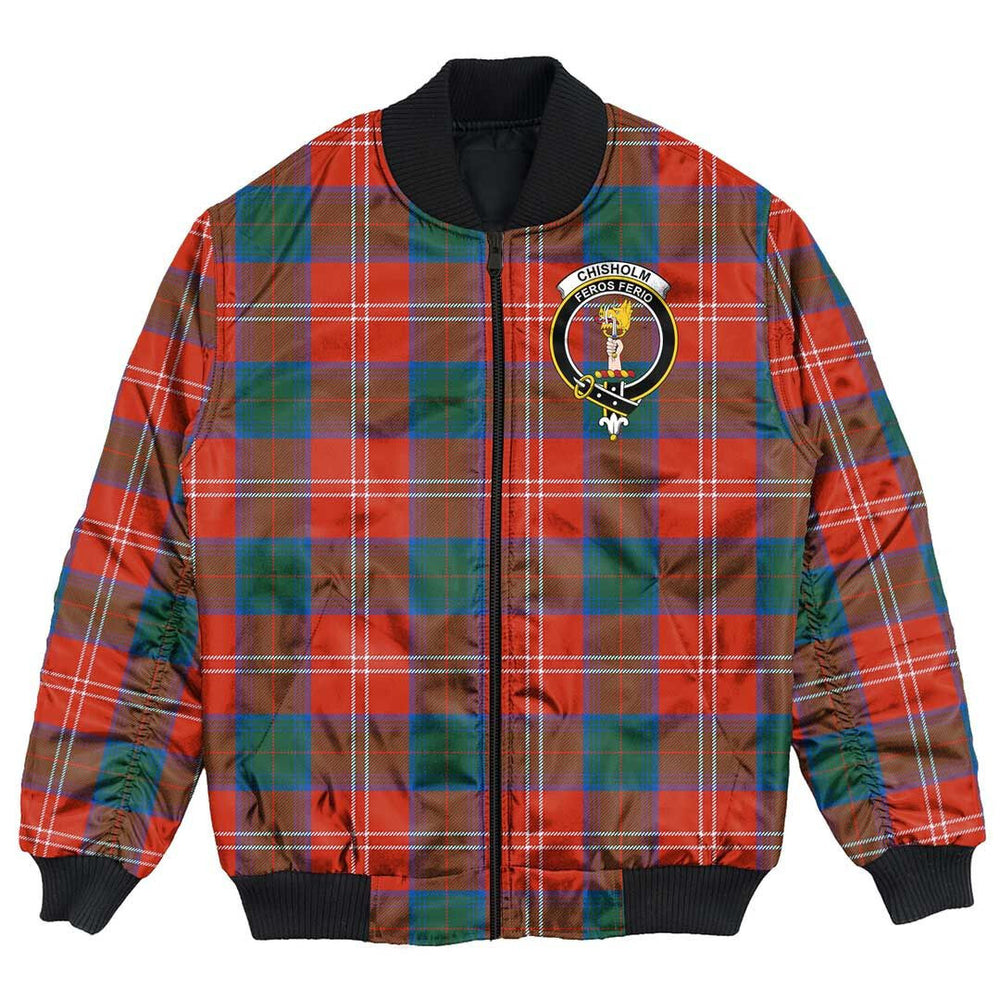 Clan Chisholm Ancient Tartan Crest Bomber Jacket PG77 Chisholm Ancient Tartan Tartan Bomber Jacket