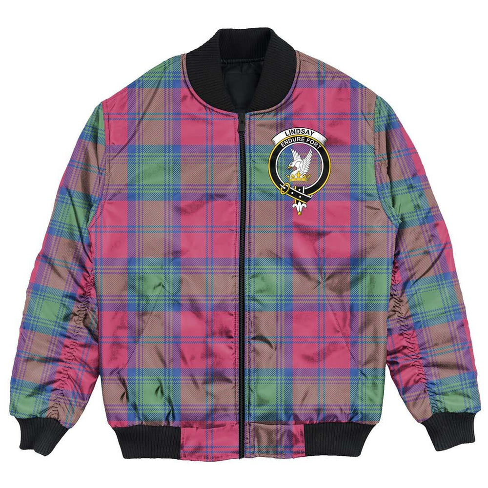 Clan Lindsay Ancient Tartan Crest Bomber Jacket EP23 Lindsay Ancient Tartan Tartan Bomber Jacket