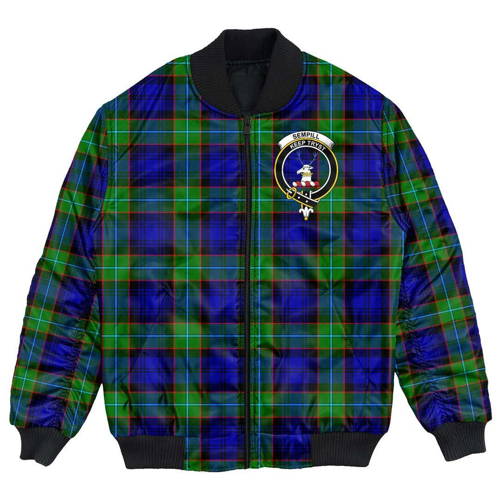 Clan Sempill Modern Tartan Crest Bomber Jacket ES34 Sempill Modern Tartan Tartan Bomber Jacket