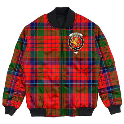 Clan Nicolson Modern Tartan Crest Bomber Jacket