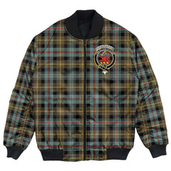 Clan Farquharson Weathered Tartan Crest Bomber Jacket UB73 Farquharson Weathered Tartan Tartan Bomber Jacket