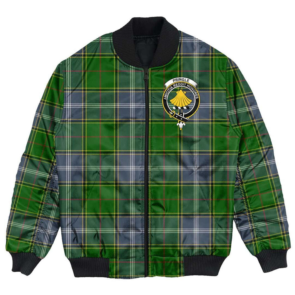 Clan Pringle Tartan Crest Bomber Jacket PL51 Pringle Tartan Tartan Bomber Jacket
