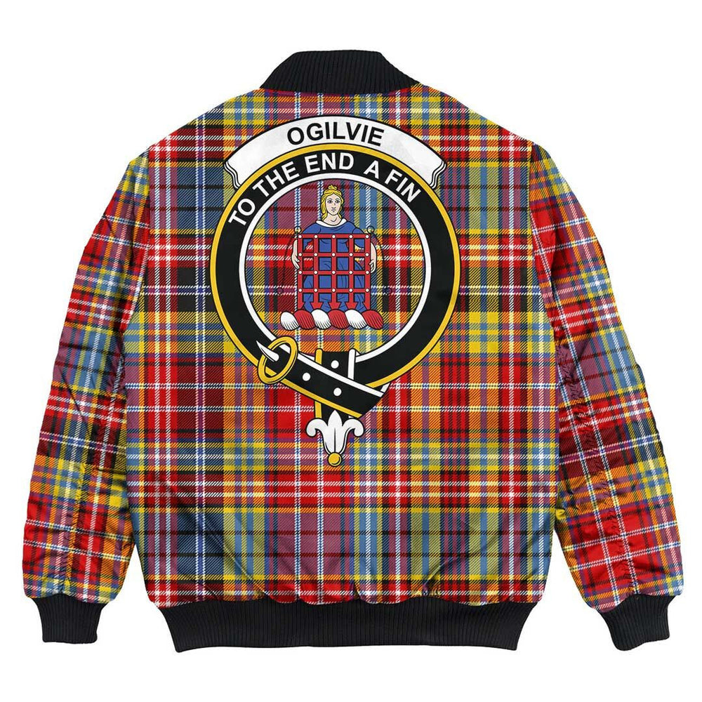 Clan Ogilvie of Airlie Ancient Tartan Crest Bomber Jacket OR46 Ogilvie of Airlie Ancient Tartan Tartan Bomber Jacket
