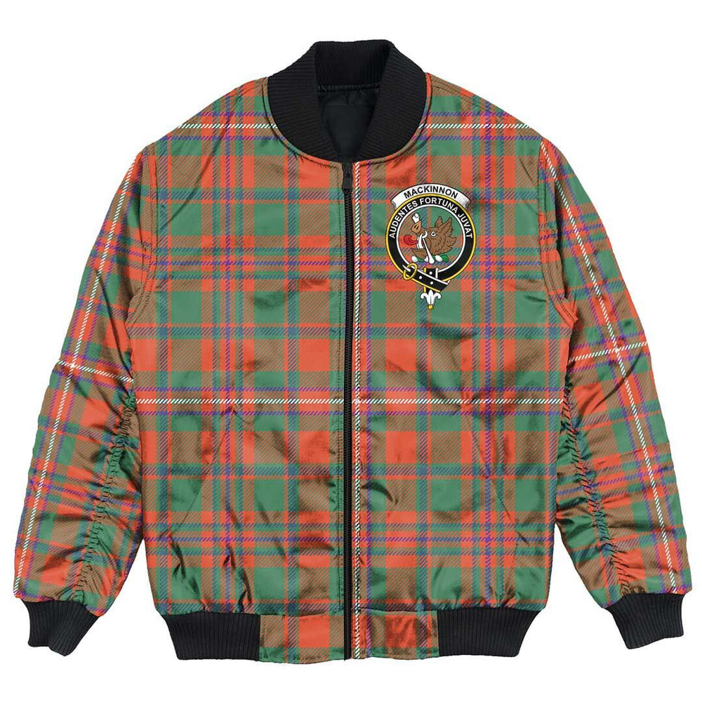 Clan MacKinnon Ancient Tartan Crest Bomber Jacket VU67 MacKinnon Ancient Tartan Tartan Bomber Jacket