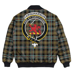 Clan Farquharson Weathered Tartan Crest Bomber Jacket UB73 Farquharson Weathered Tartan Tartan Bomber Jacket