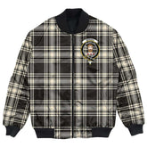 Clan Menzies Black & White Ancient Tartan Crest Bomber Jacket ZG45 Menzies Black & White Ancient Tartan Tartan Bomber Jacket