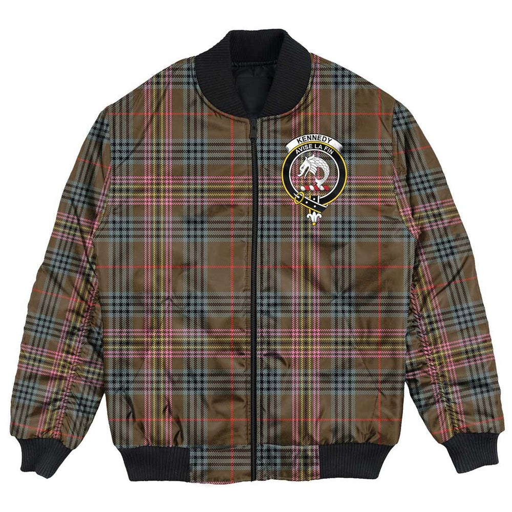 Clan Kennedy Weathered Tartan Crest Bomber Jacket RA22 Kennedy Weathered Tartan Tartan Bomber Jacket