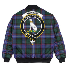 Clan Hunter Modern Tartan Crest Bomber Jacket BN74 Hunter Modern Tartan Tartan Bomber Jacket