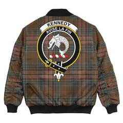 Clan Kennedy Weathered Tartan Crest Bomber Jacket RA22 Kennedy Weathered Tartan Tartan Bomber Jacket