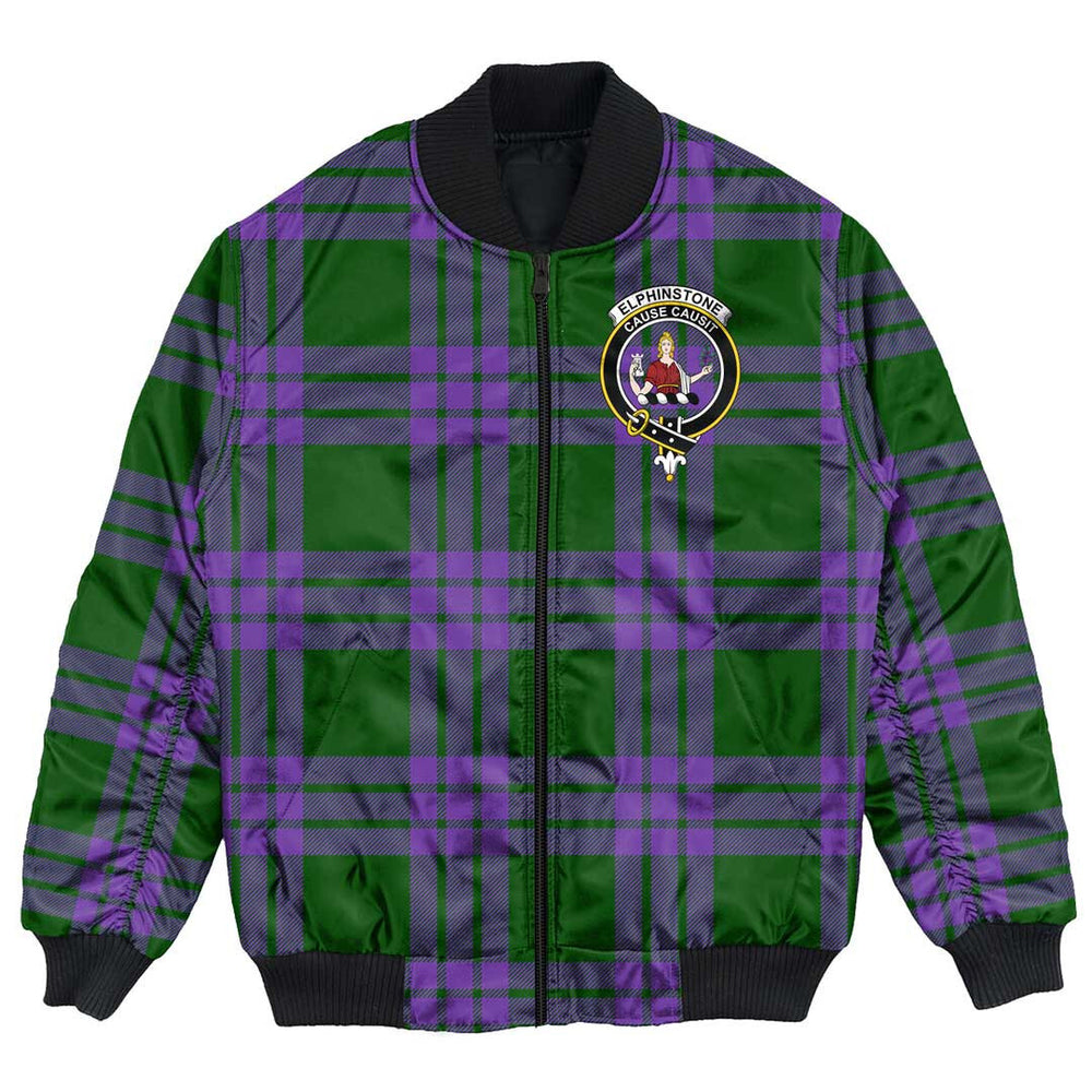 Clan Elphinstone Tartan Crest Bomber Jacket FD70 Elphinstone Tartan Tartan Bomber Jacket